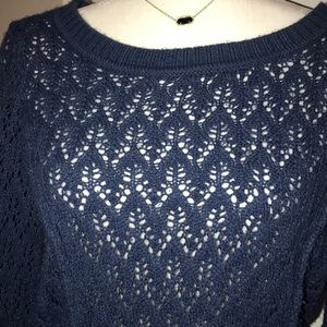 Christopher & Banks Sweaters - Blue crochet sweater. Longer in the back. Christopher & Banks Sweaters - Blue crochet sweater. Longer in the back.